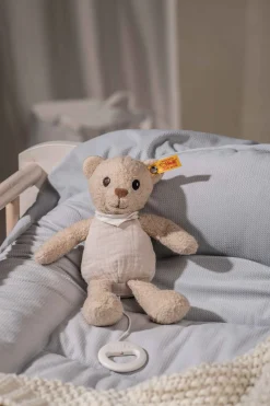 Steiff Naissance Et Baptême | Friends*GOTS ours Teddy Noah avec boîte à musique , 23 cm, beige