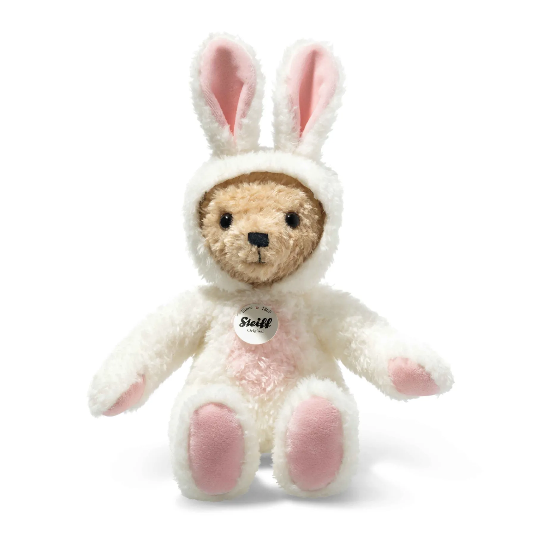 Enfant Steiff Anniversaire | Friends*Hoodie-ours Teddy lapin, 27 cm, blanc