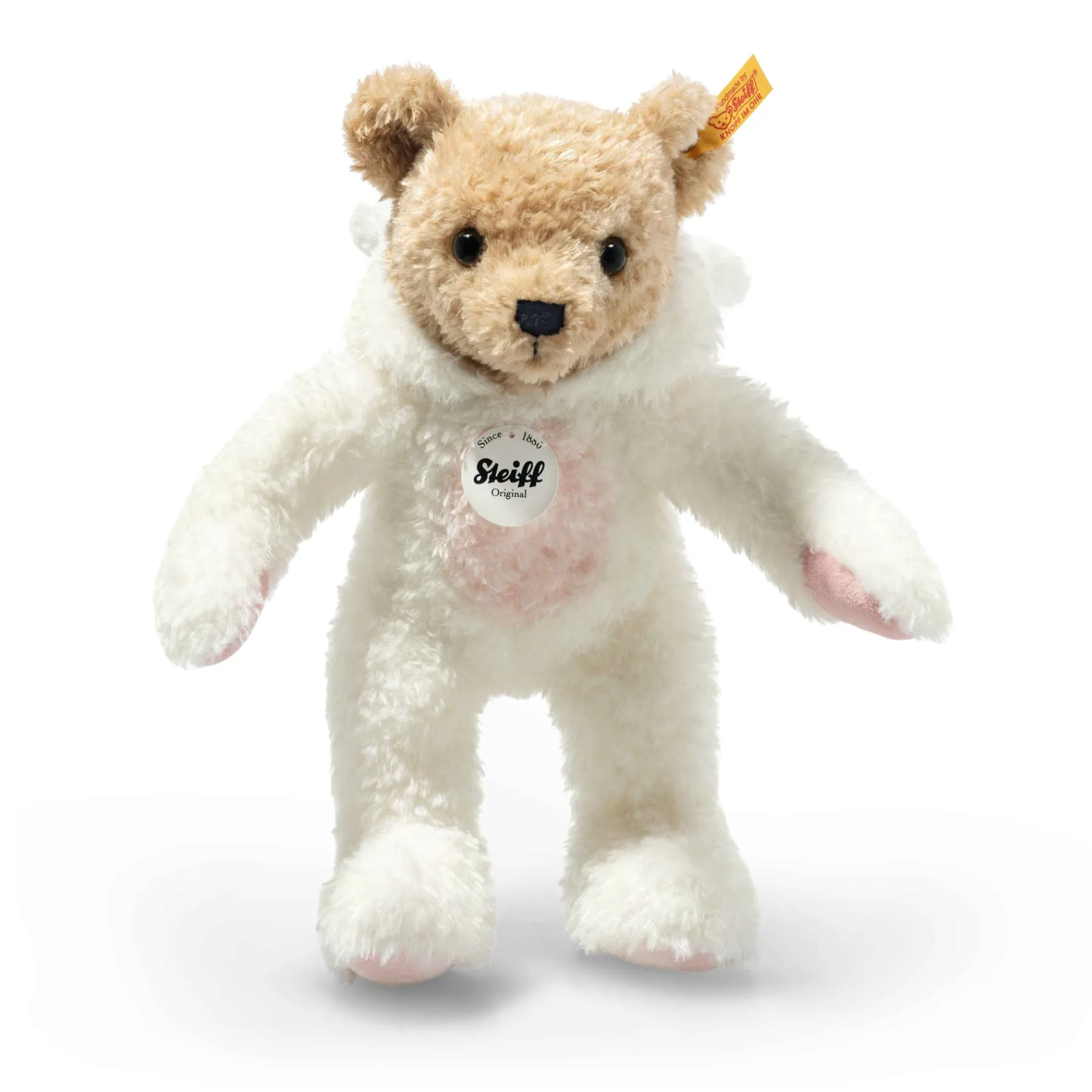 Enfant Steiff Anniversaire | Friends*Hoodie-ours Teddy lapin, 27 cm, blanc