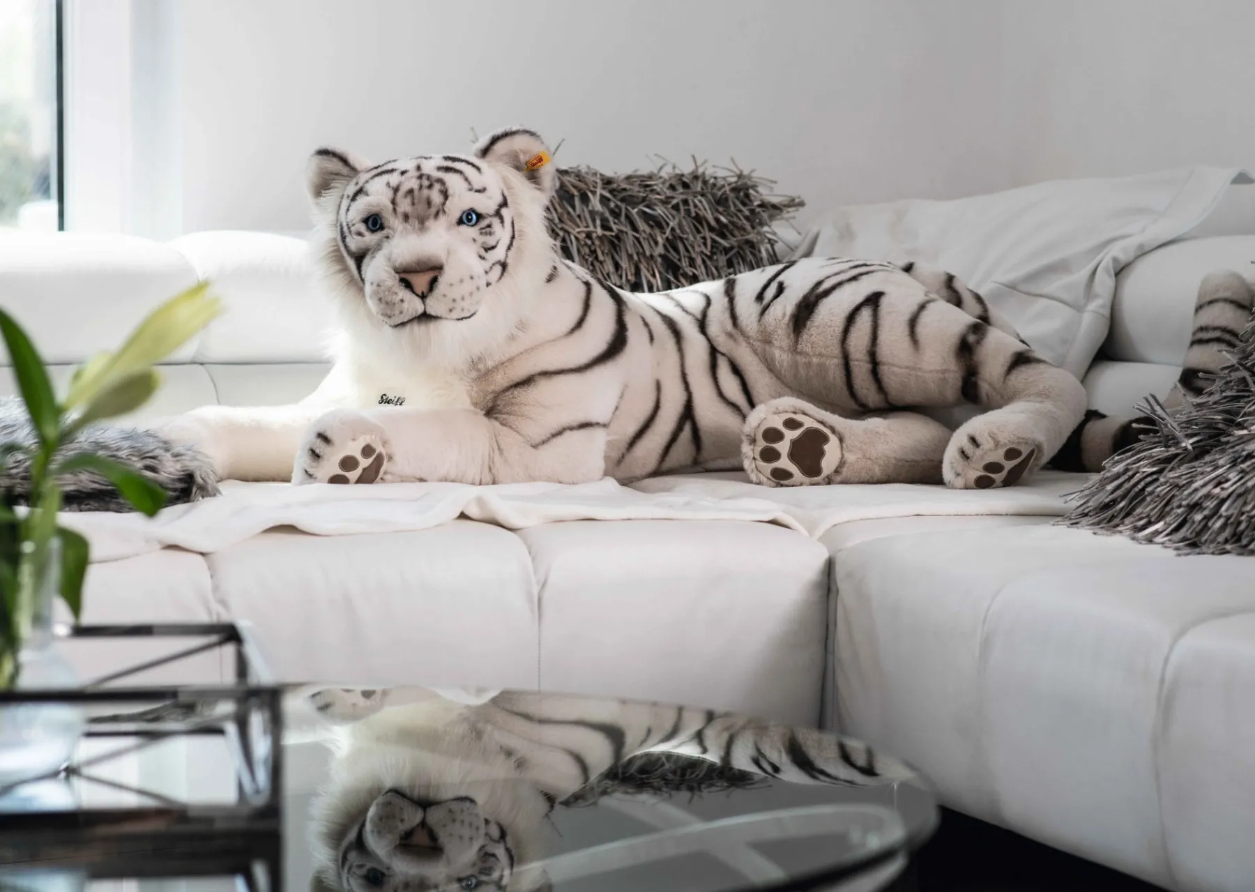 Enfant Steiff Grands Amis Steiff | Peluches Pour Enfants*Tuhin, le tigre blanc, 110 cm, blanc