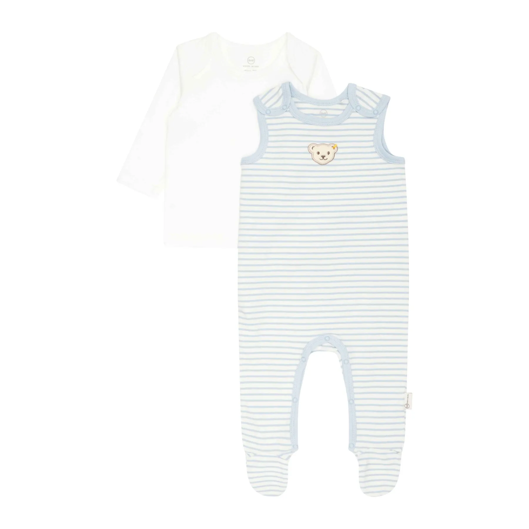 Steiff Vêtements De Bébé Certifiés Gots|Corps, Barboteuse Et Combinaisons*Ensemble grenouillère + T-shirt GOTS, bleu clair