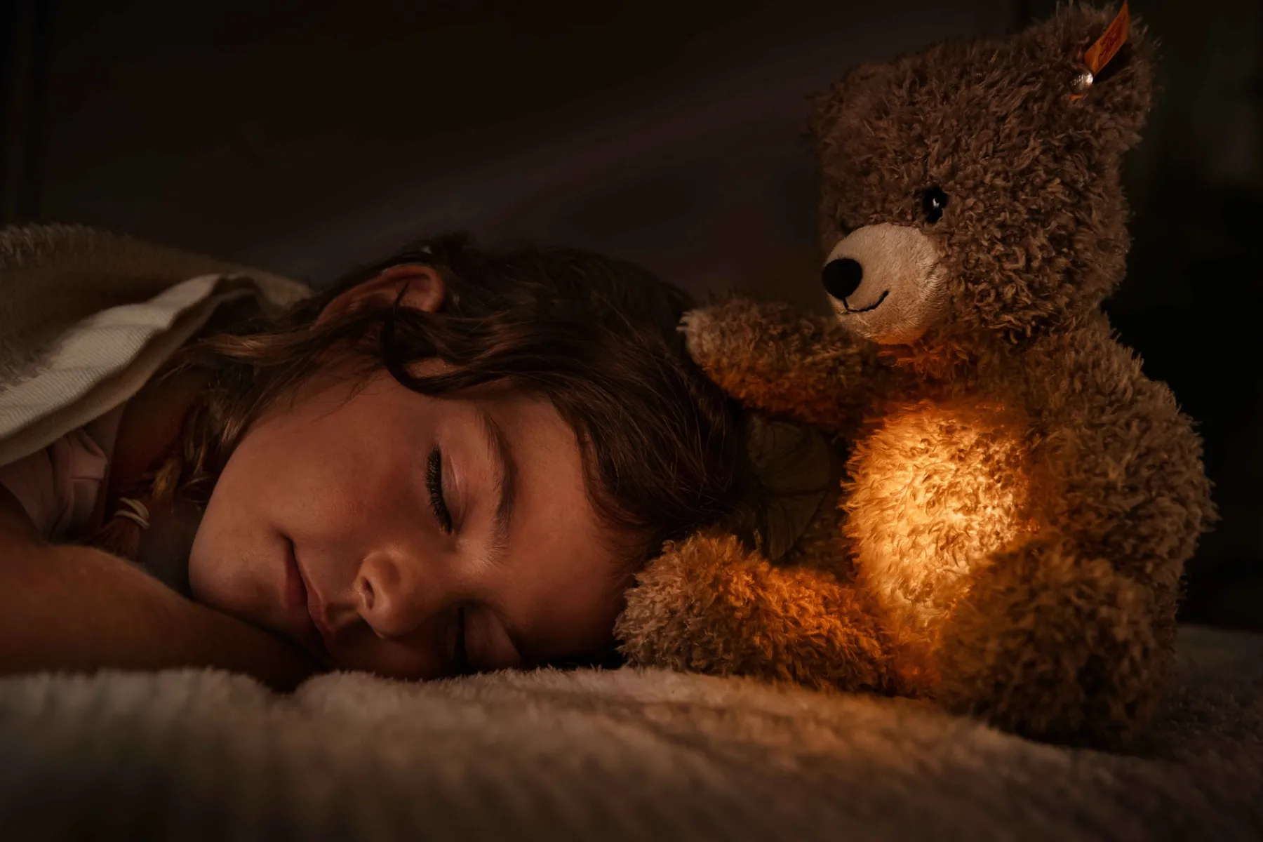 Enfant Steiff Anniversaire|Friends*Light at Night ours Teddy Caspar, 28 cm, brun clair