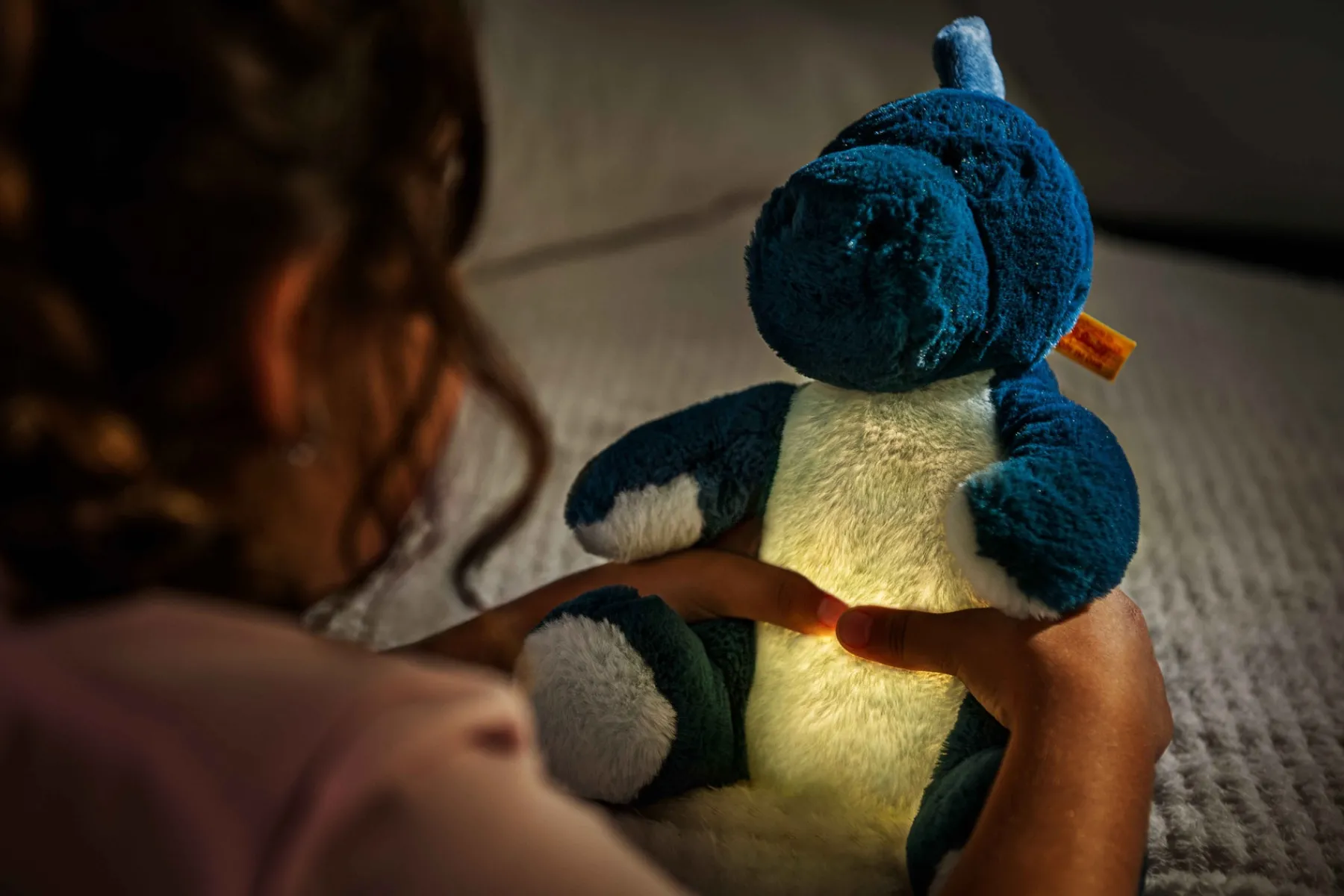 Enfant Steiff Anniversaire|Animaux Populaires*Light at Night stegosaurus Spott, 28 cm, bleu clair